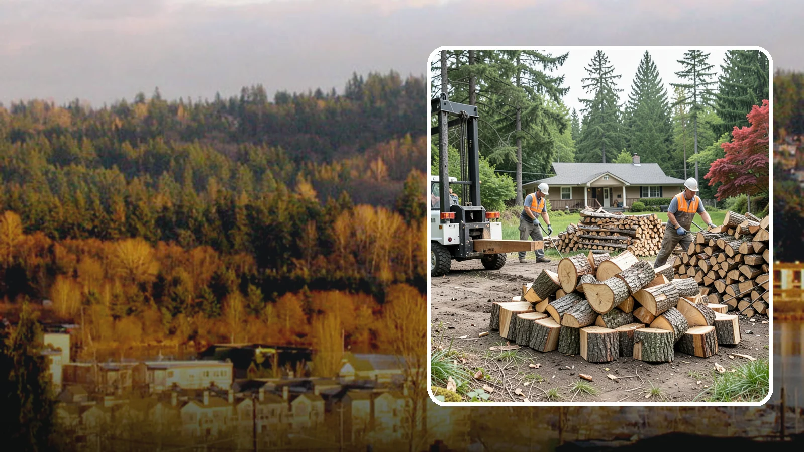 Log Splitting Service in Kenmore, King County, WA - We bring the equipment and crew to split your logs into clean, stackable firewood right where they sit.