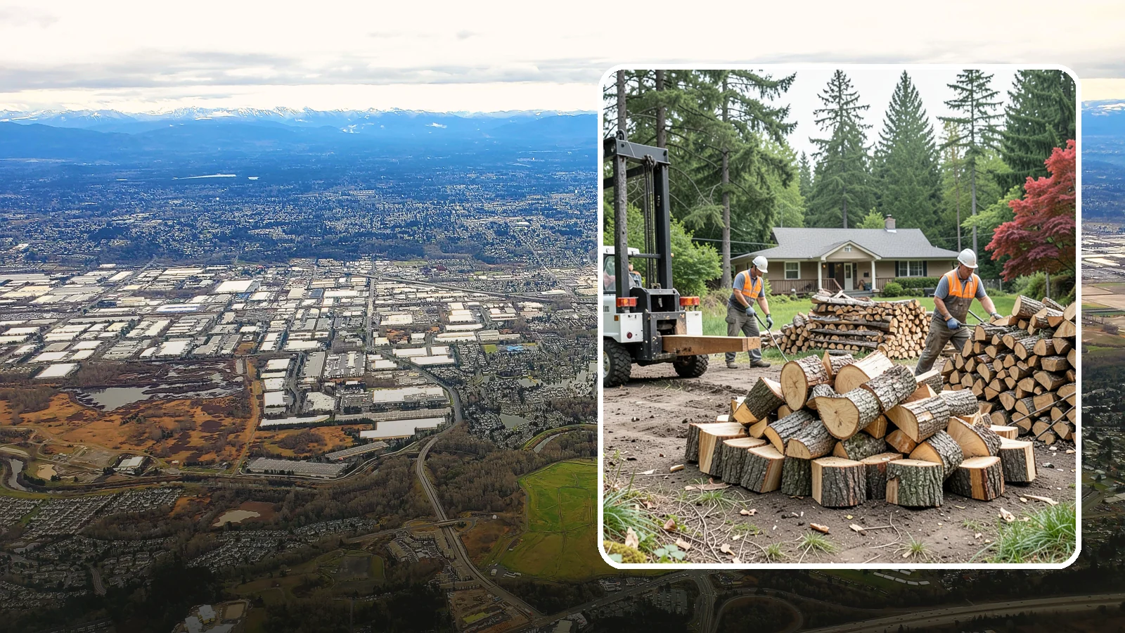 Log Splitting Service in Kent, King County, WA - We bring the equipment and crew to split your logs into clean, stackable firewood right where they sit.
