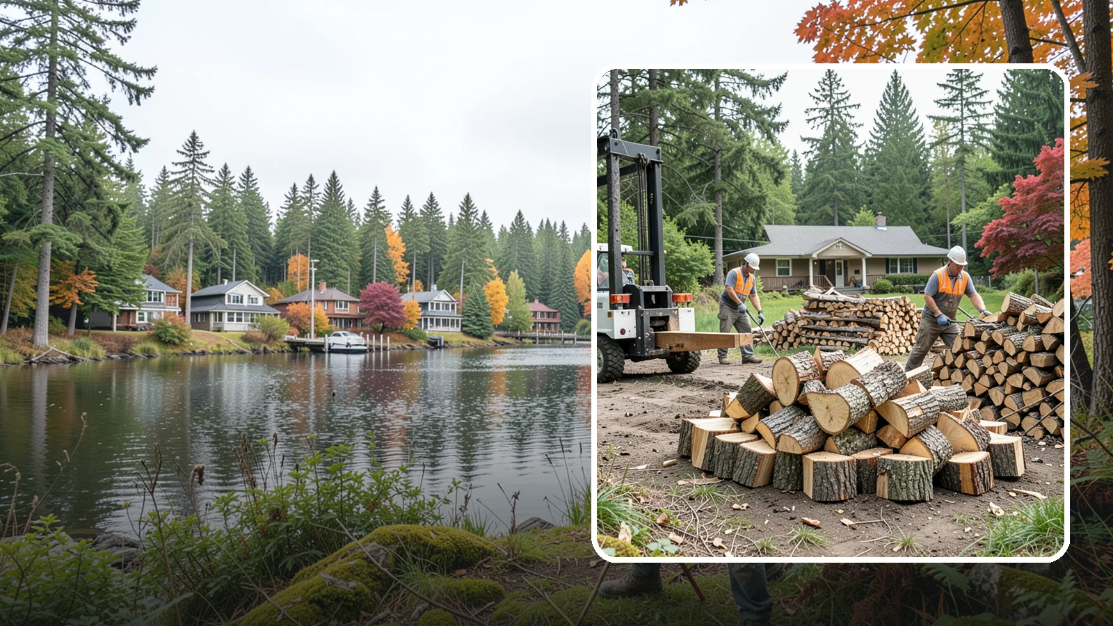 Log Splitting Service in La Conner, Skagit County, WA - We bring the equipment and crew to split your logs into clean, stackable firewood right where they sit.