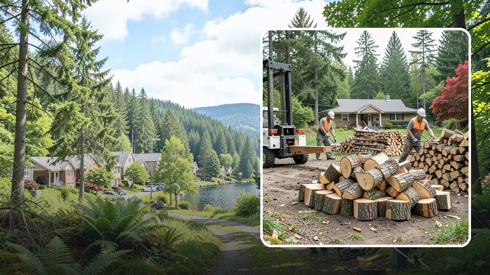 Log Splitting Service in Lake Forest Park, King County, WA - We bring the equipment and crew to split your logs into clean, stackable firewood right where they sit.