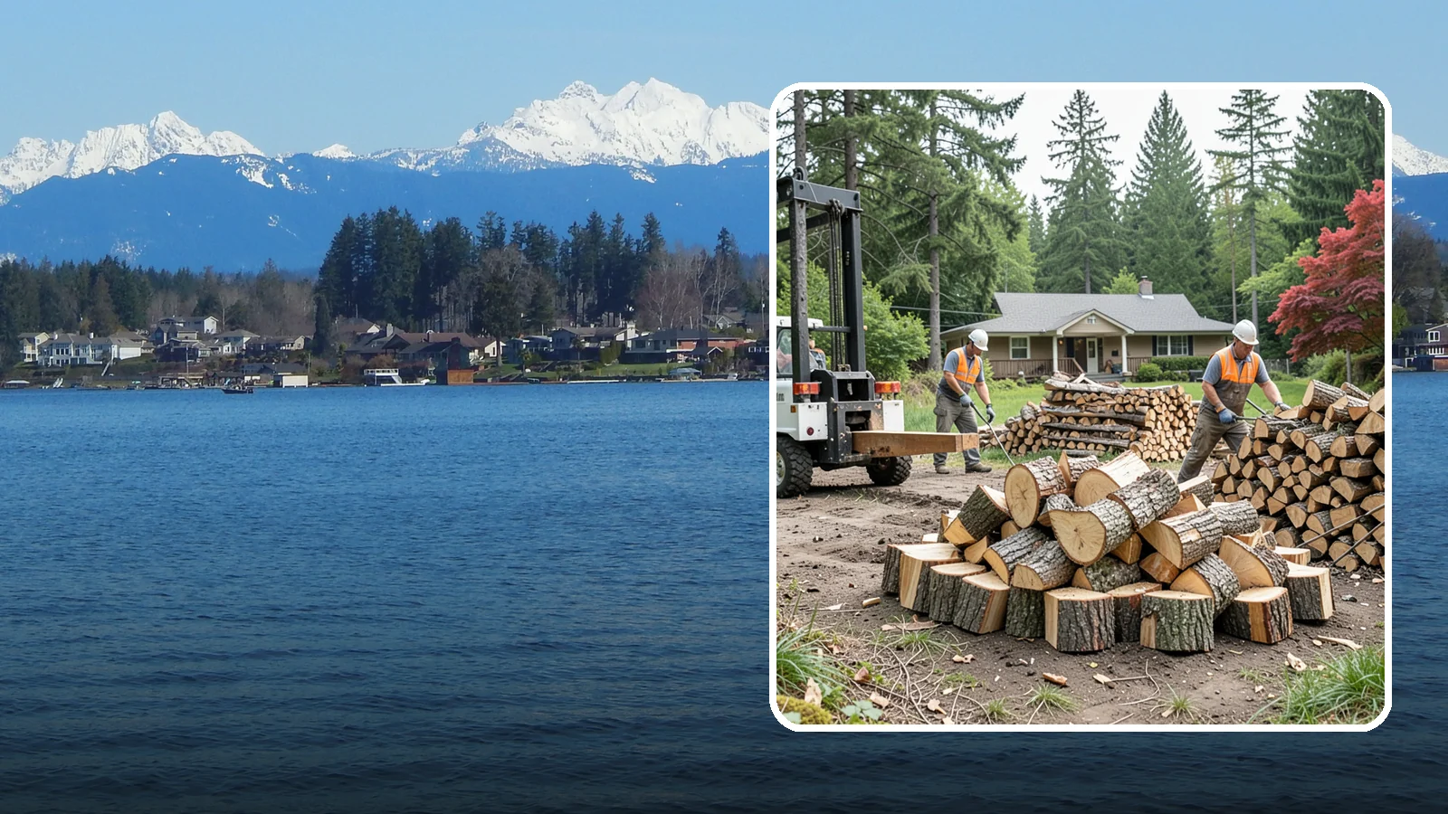 Log Splitting Service in Lake Stevens, Snohomish County, WA - We bring the equipment and crew to split your logs into clean, stackable firewood right where they sit.