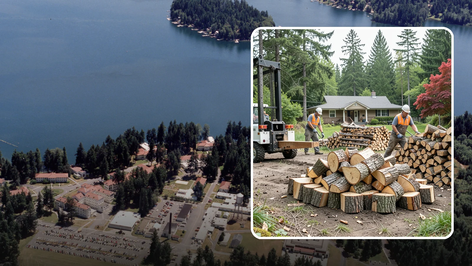 Log Splitting Service in Lakewood, Pierce County, WA - We bring the equipment and crew to split your logs into clean, stackable firewood right where they sit.