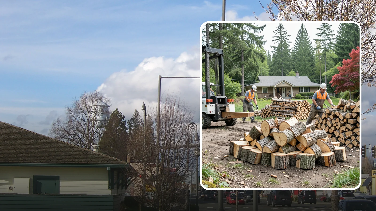 Log Splitting Service in Marysville, Snohomish County, WA - We bring the equipment and crew to split your logs into clean, stackable firewood right where they sit.