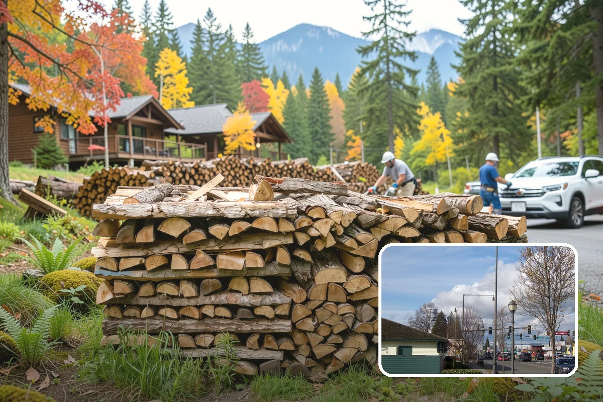Log Splitting Service in Marysville, Snohomish County, WA - Turns raw logs into ready-to-stack firewood