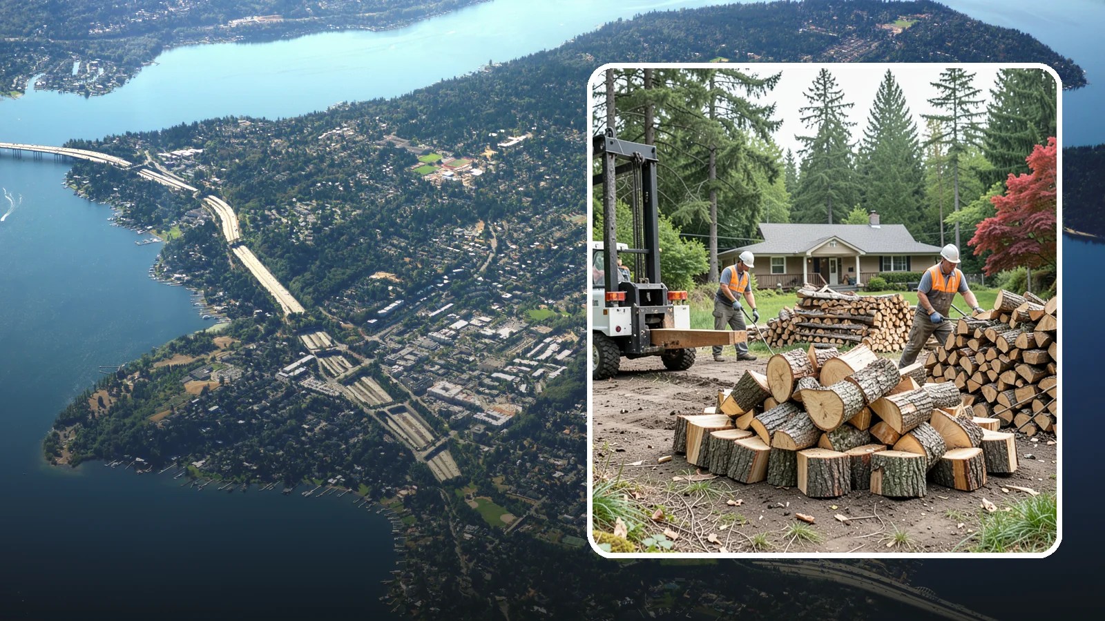 Log Splitting Service in Mercer Island, King County, WA - We bring the equipment and crew to split your logs into clean, stackable firewood right where they sit.