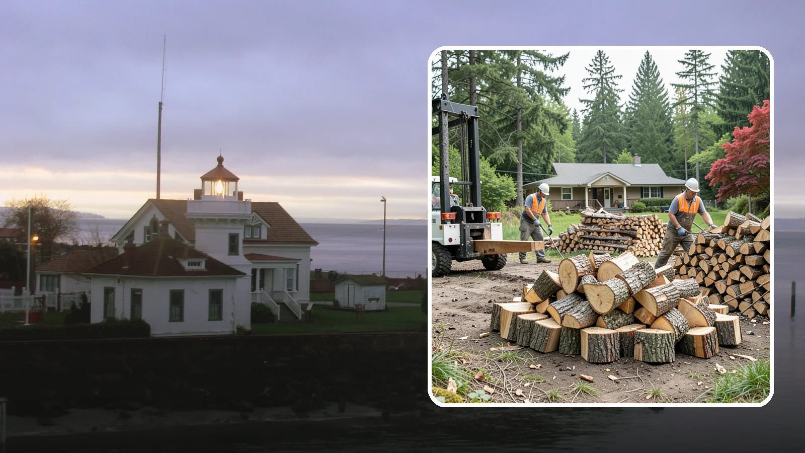 Log Splitting Service in Mukilteo, Snohomish County, WA - We bring the equipment and crew to split your logs into clean, stackable firewood right where they sit.
