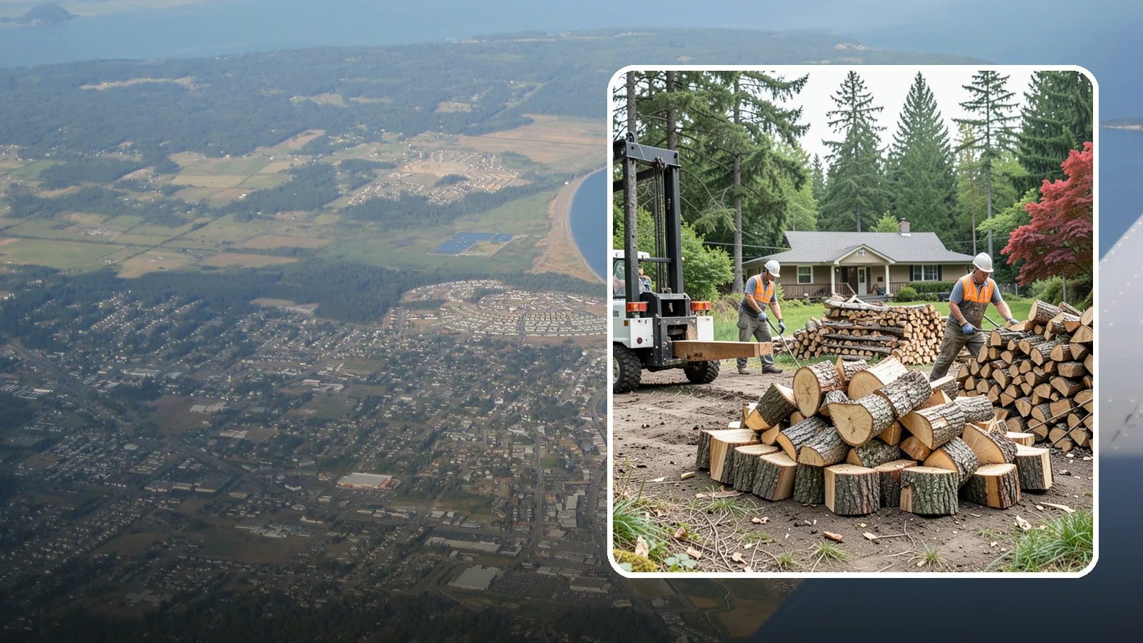Log Splitting Service in Oak Harbor, Island County, WA - We bring the equipment and crew to split your logs into clean, stackable firewood right where they sit.