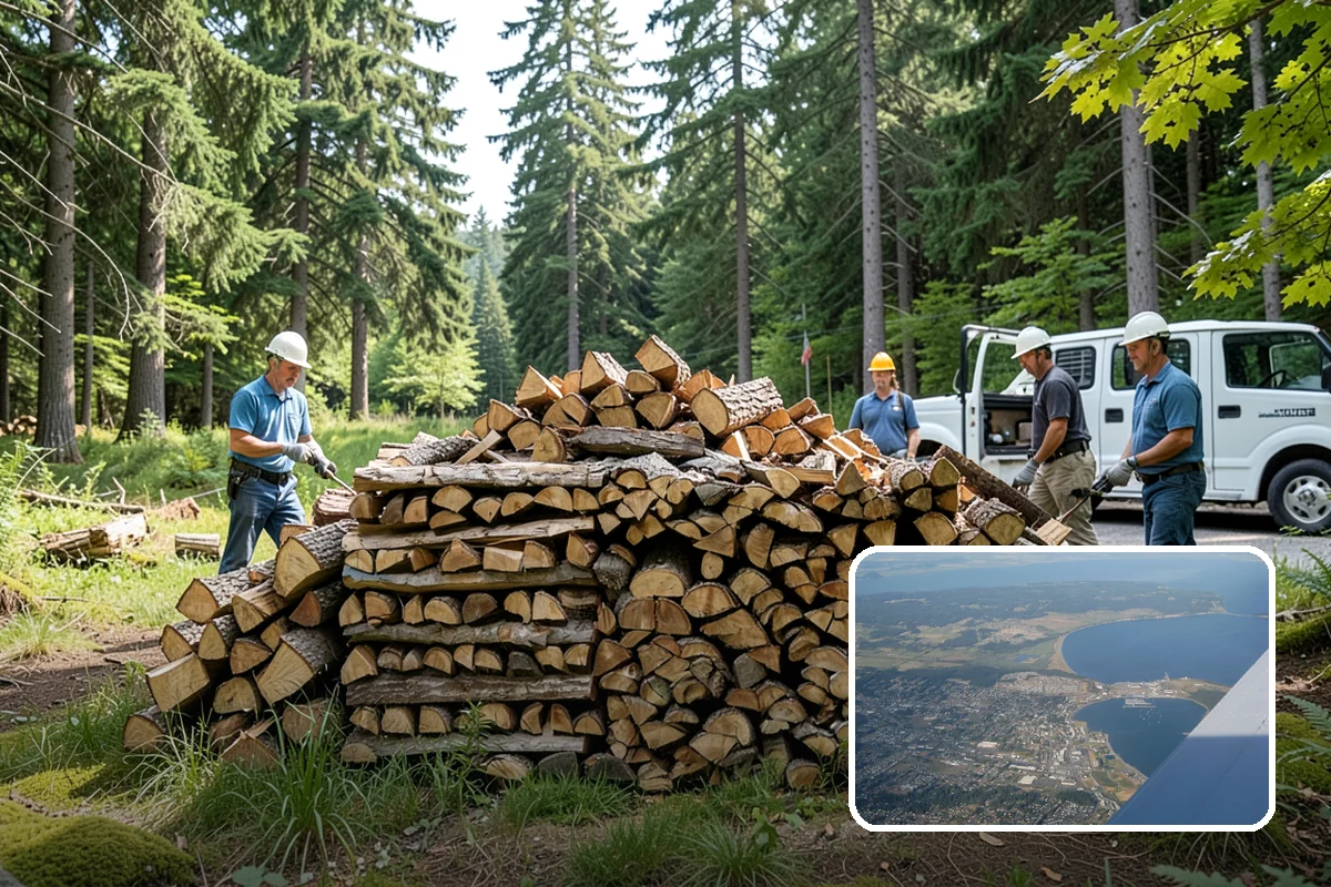 Log Splitting Service in Oak Harbor, Island County, WA - Turns raw logs into ready-to-stack firewood