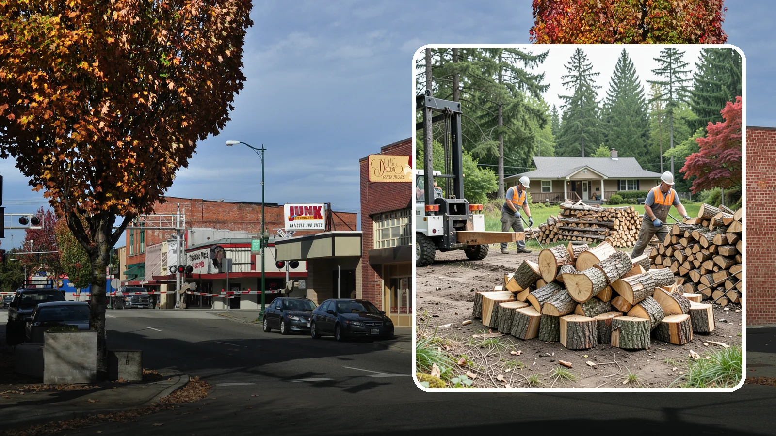 Log Splitting Service in Puyallup, Pierce County, WA - We bring the equipment and crew to split your logs into clean, stackable firewood right where they sit.