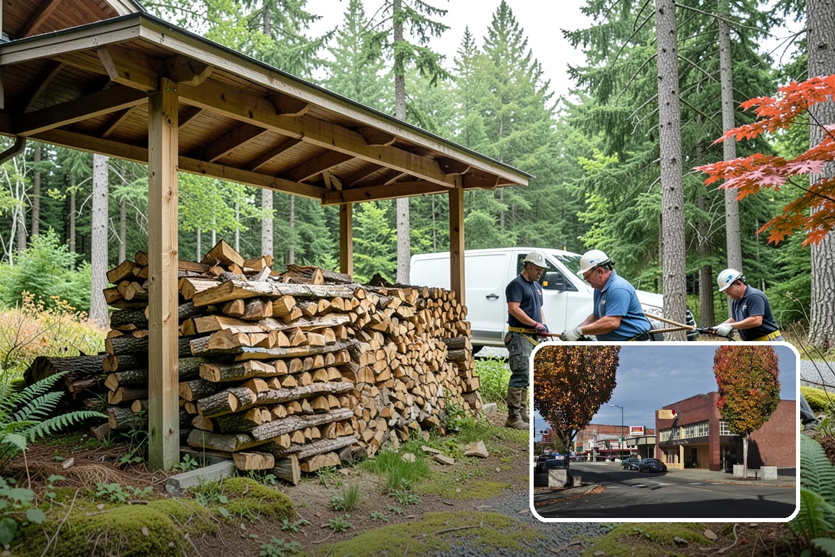 Log Splitting Service in Puyallup, Pierce County, WA - Turns raw logs into ready-to-stack firewood
