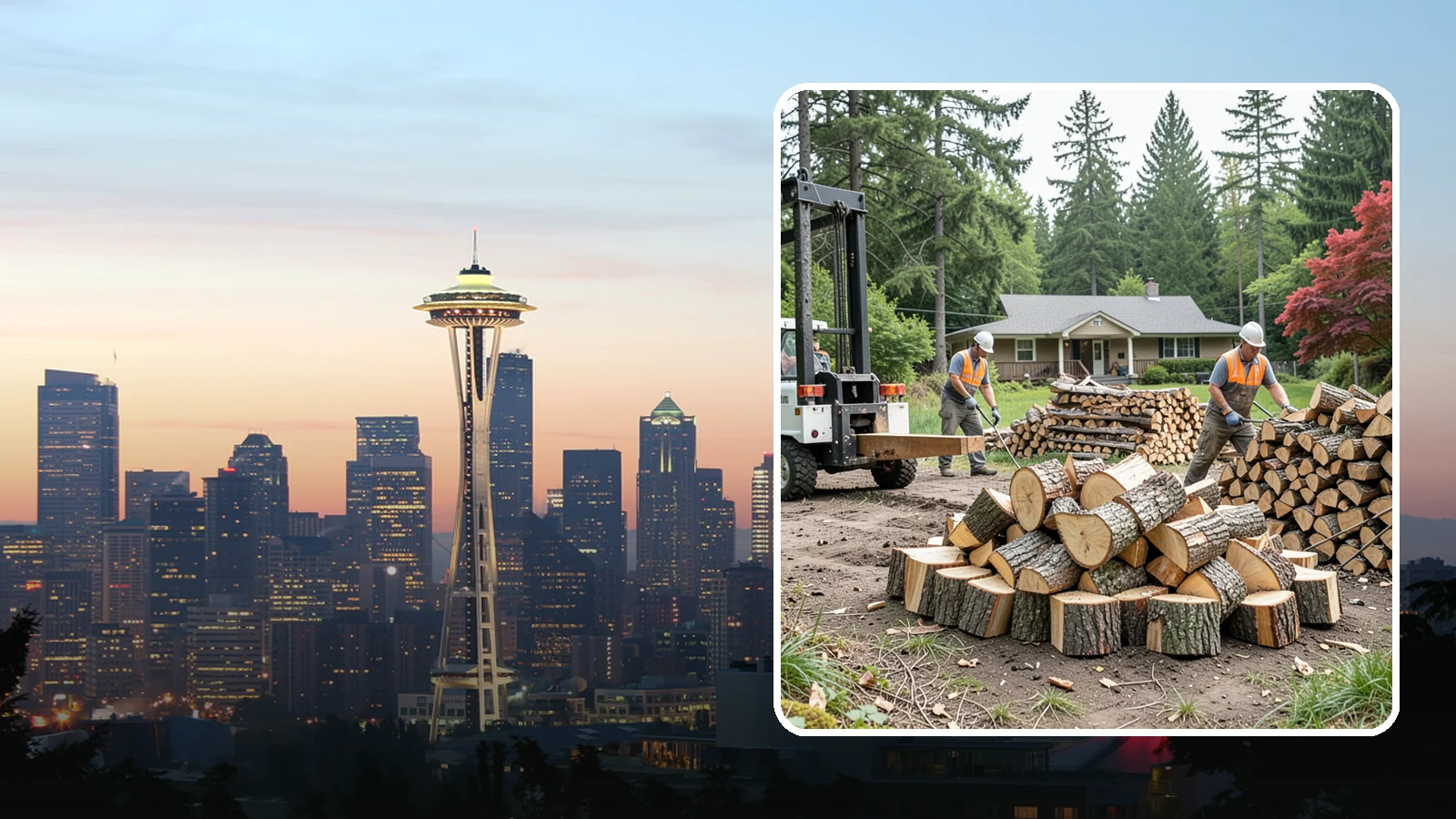 Log Splitting Service in Seattle, King County, WA - We bring the equipment and crew to split your logs into clean, stackable firewood right where they sit.