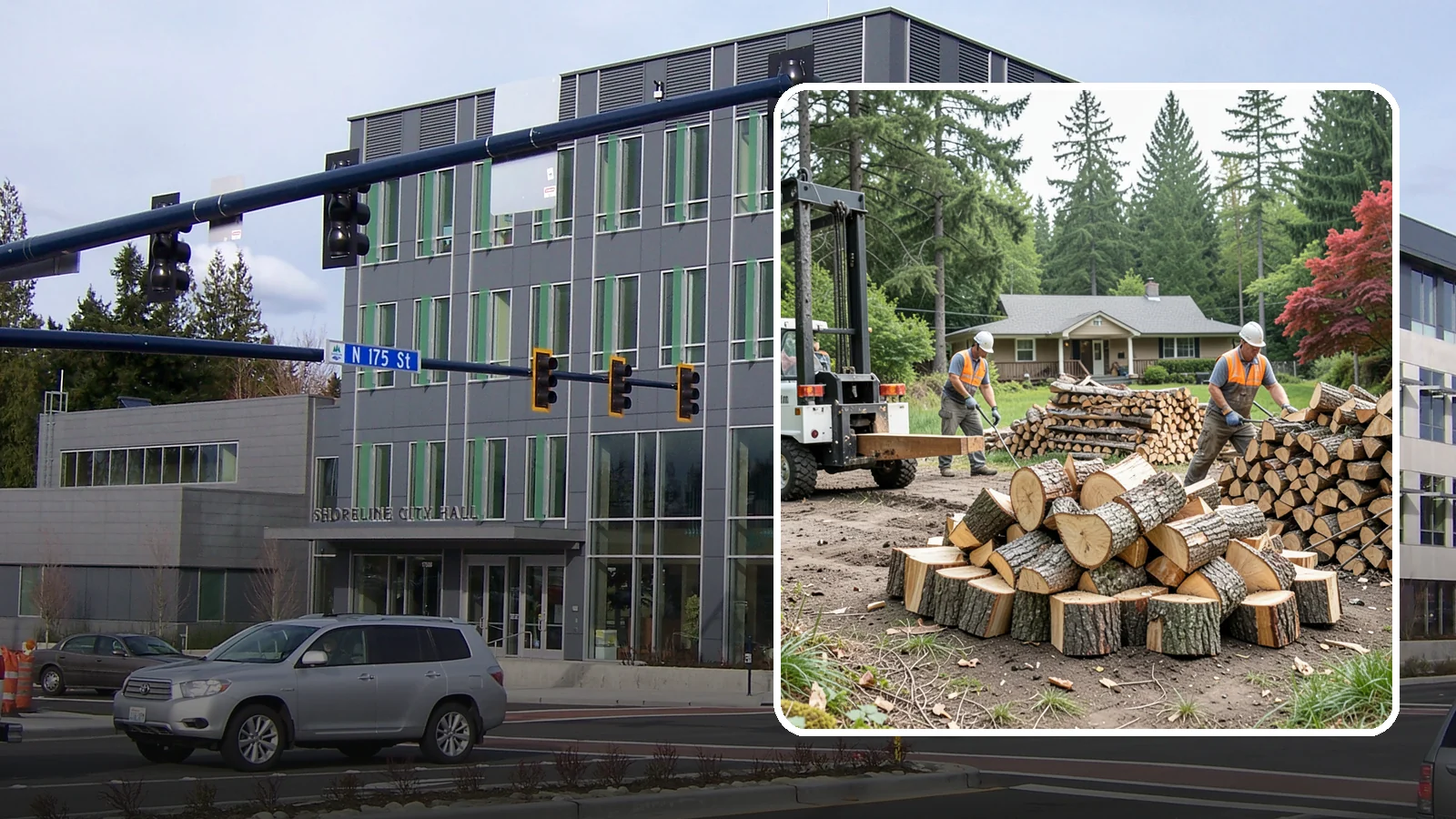 Log Splitting Service in Shoreline, King County, WA - We bring the equipment and crew to split your logs into clean, stackable firewood right where they sit.