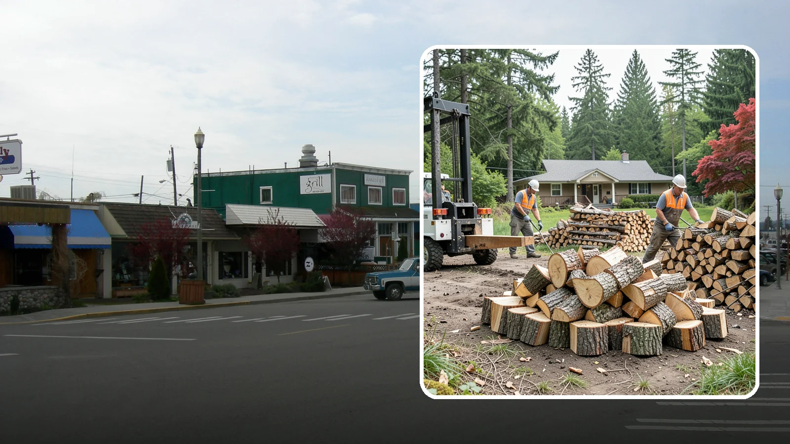 Log Splitting Service in Stanwood, Snohomish County, WA - We bring the equipment and crew to split your logs into clean, stackable firewood right where they sit.