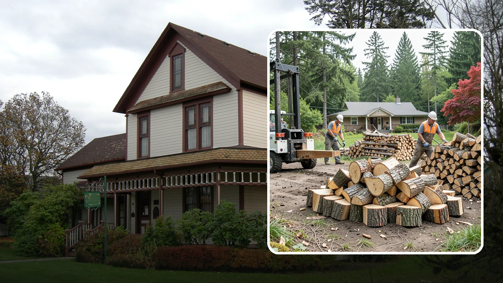 Log Splitting Service in Sumner, Pierce County, WA - We bring the equipment and crew to split your logs into clean, stackable firewood right where they sit.