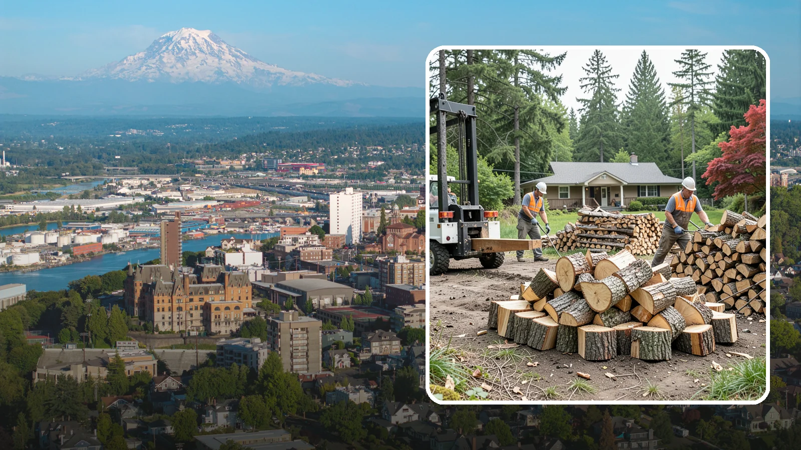 Log Splitting Service in Tacoma, Pierce County, WA - We bring the equipment and crew to split your logs into clean, stackable firewood right where they sit.