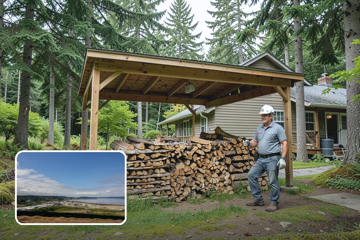 Log Splitting Service in University Place, Pierce County, WA - Turns raw logs into ready-to-stack firewood