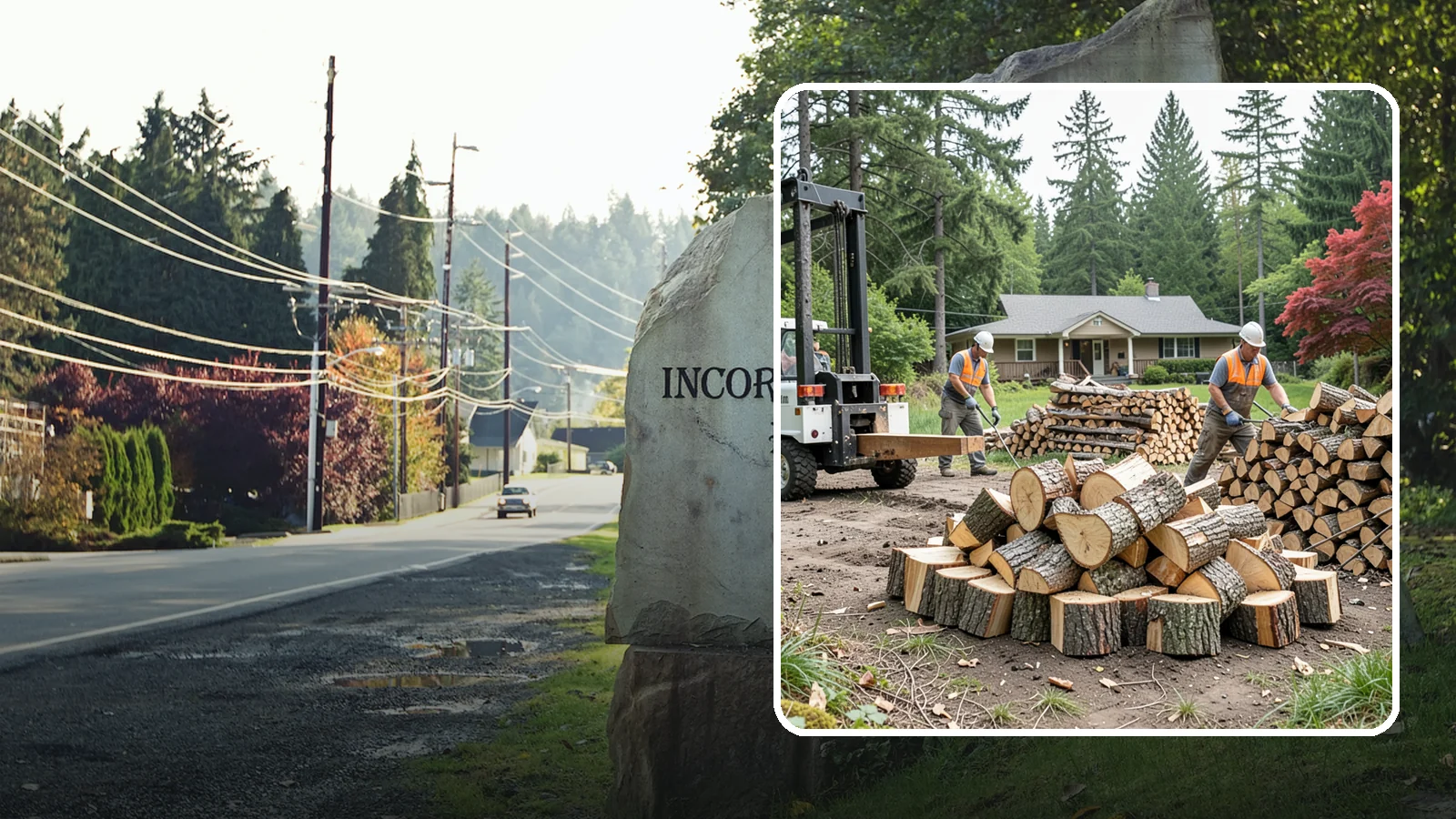 Log Splitting Service in Wilkeson, Pierce County, WA - We bring the equipment and crew to split your logs into clean, stackable firewood right where they sit.