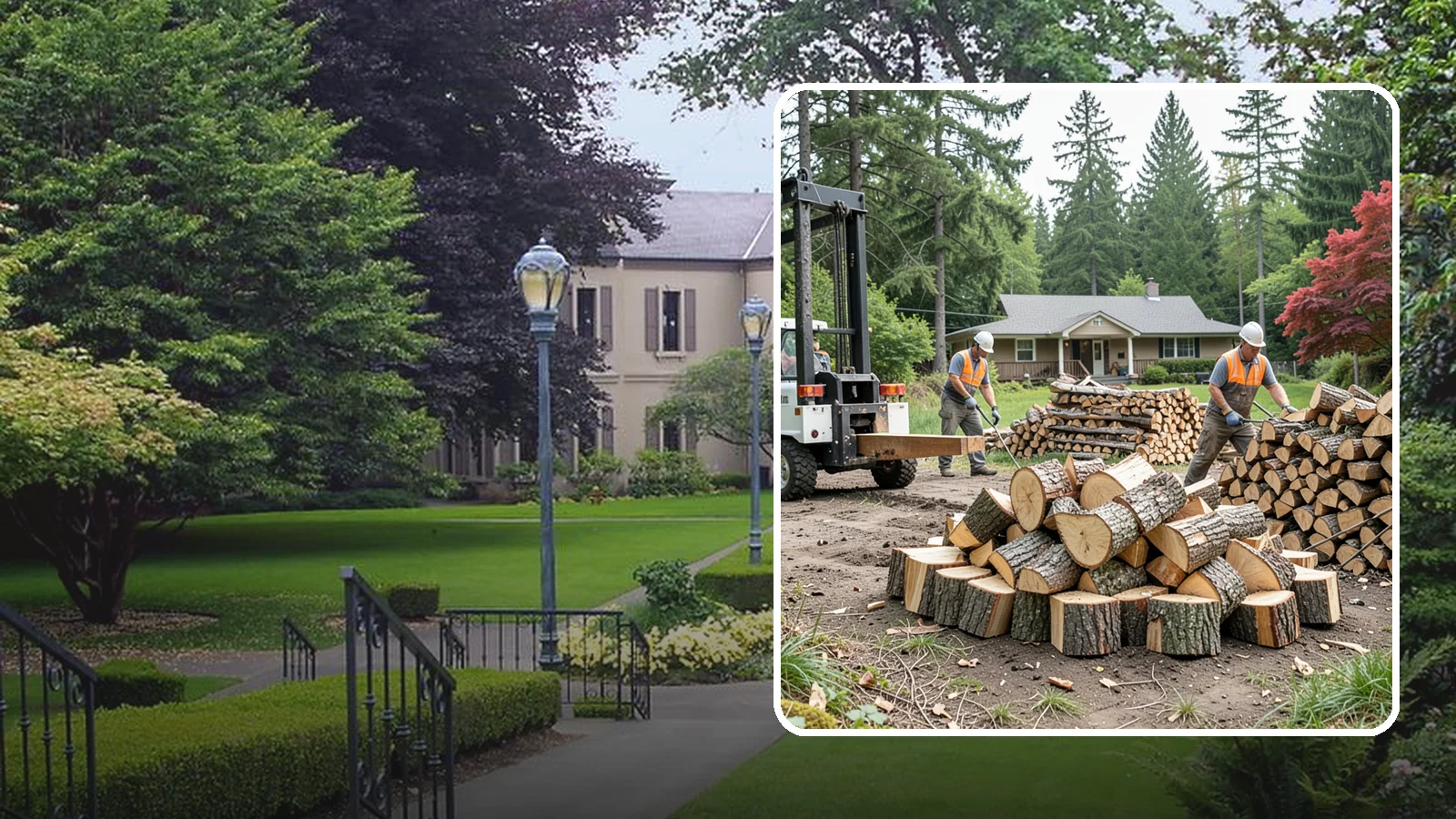 Log Splitting Service in Woodinville, King County, WA - We bring the equipment and crew to split your logs into clean, stackable firewood right where they sit.