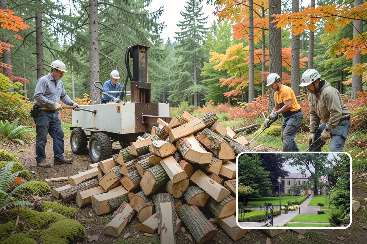 Log Splitting Service in Woodinville, King County, WA - Turns raw logs into ready-to-stack firewood