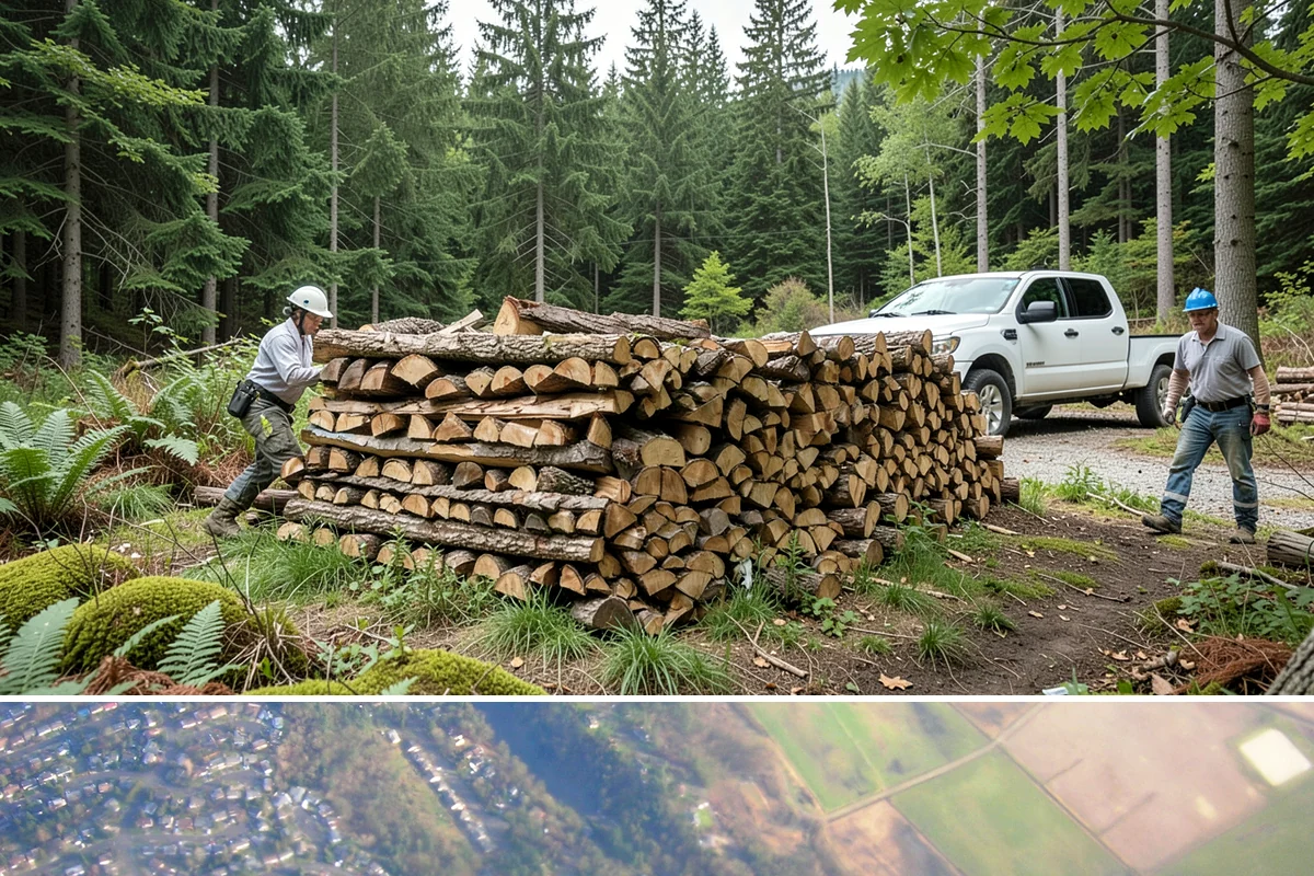 Log Splitting in Algona, King County, WA - Splitting in spring or early summer gives the wood a full season to dry before cold weather.