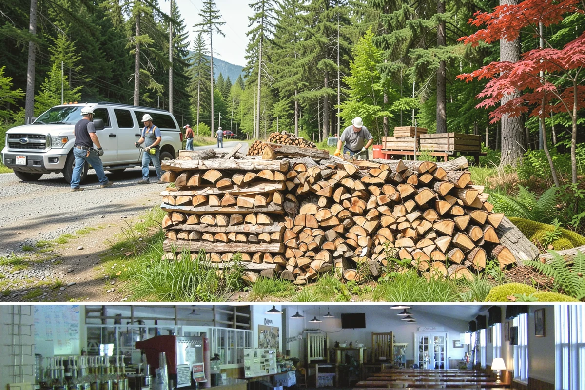 Log Splitting in Black Diamond, King County, WA - Splitting in spring or early summer gives the wood a full season to dry before cold weather.