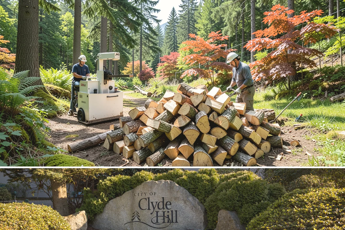 Log Splitting in Clyde Hill, King County, WA - Splitting in spring or early summer gives the wood a full season to dry before cold weather.