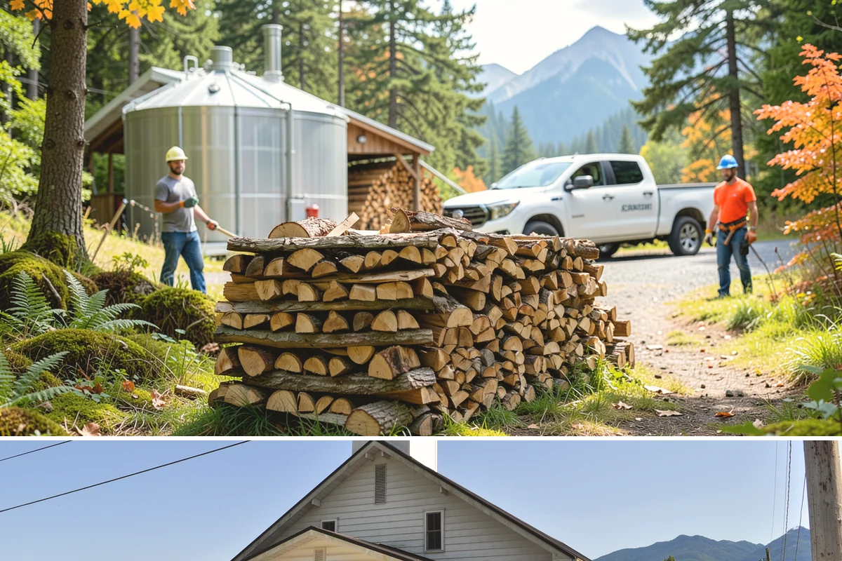 Log Splitting in Concrete, Skagit County, WA - Splitting in spring or early summer gives the wood a full season to dry before cold weather.