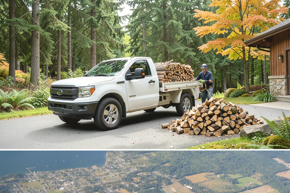 Log Splitting in Coupeville, Island County, WA - Splitting in spring or early summer gives the wood a full season to dry before cold weather.
