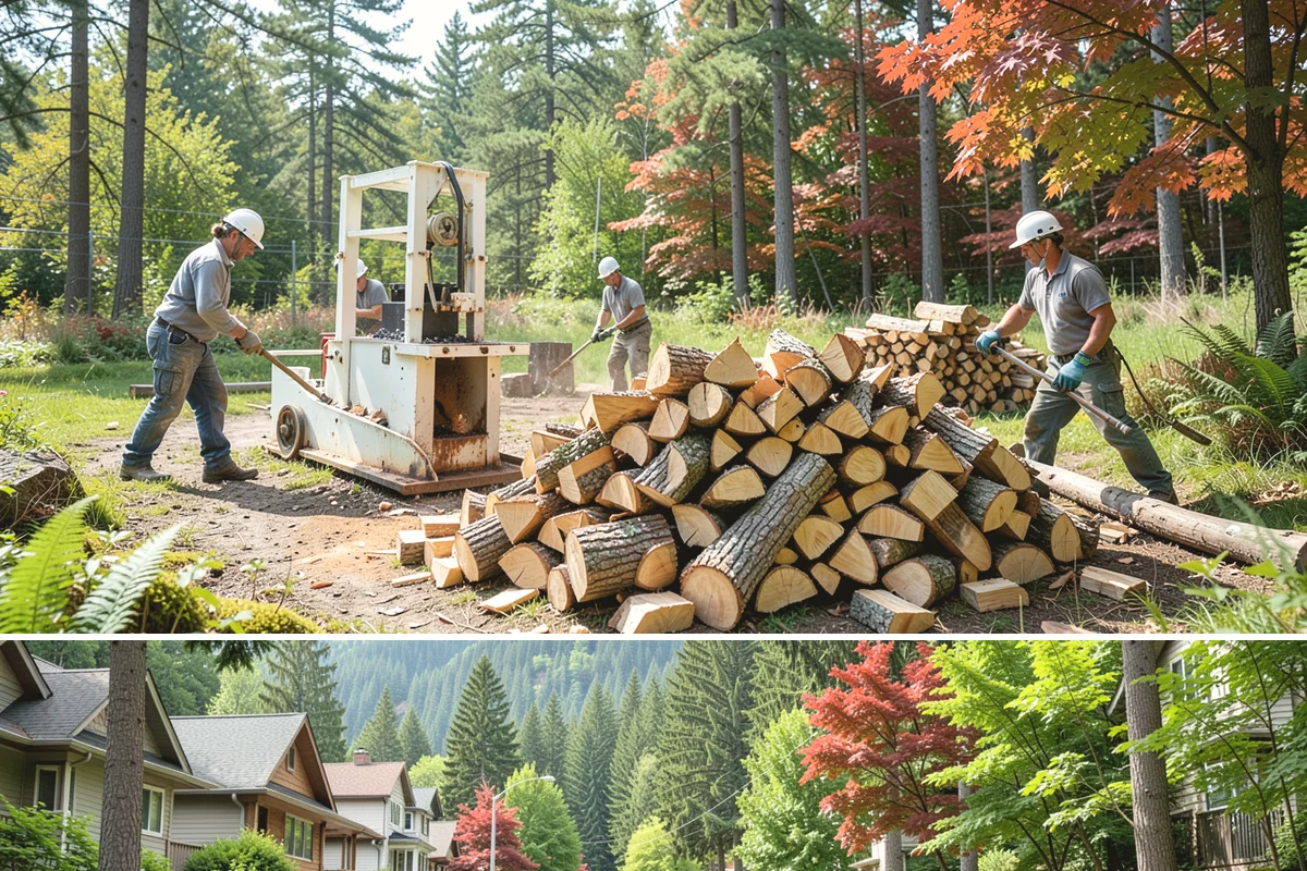 Log Splitting in Darrington, WA - Splitting in spring or early summer gives the wood a full season to dry before cold weather.