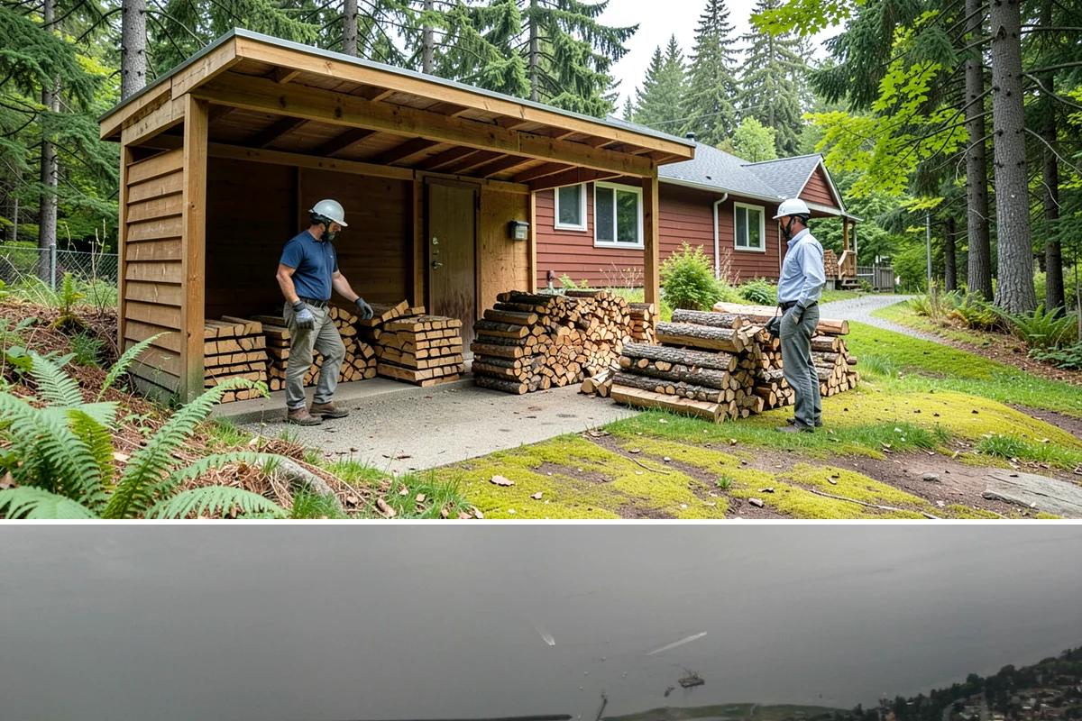 Log Splitting in Des Moines, King County, WA - Splitting in spring or early summer gives the wood a full season to dry before cold weather.