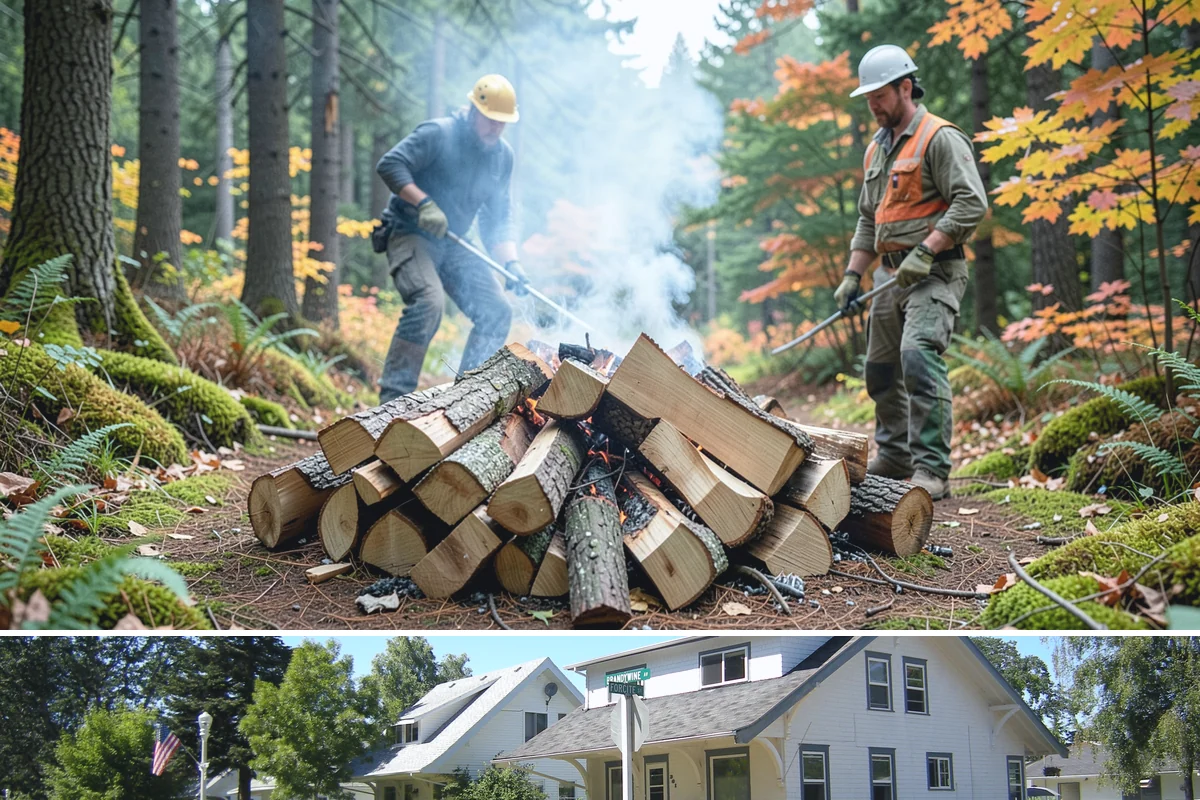 Log Splitting in DuPont, Pierce County, WA - Splitting in spring or early summer gives the wood a full season to dry before cold weather.