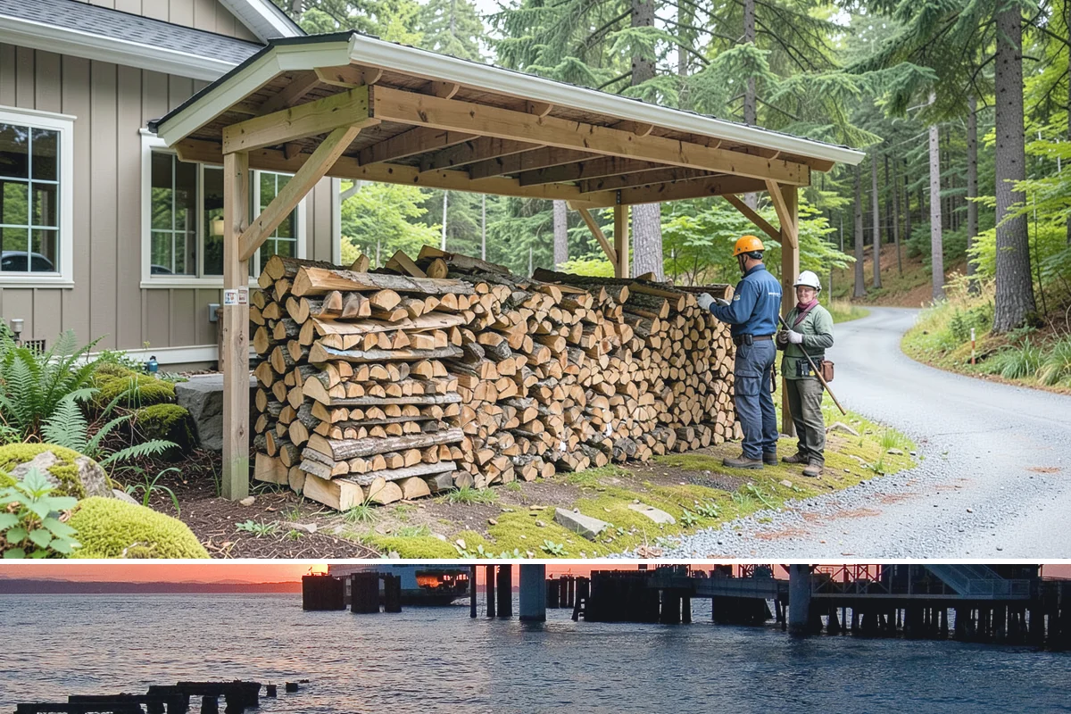 Log Splitting in Edmonds, Snohomish County, WA - Splitting in spring or early summer gives the wood a full season to dry before cold weather.