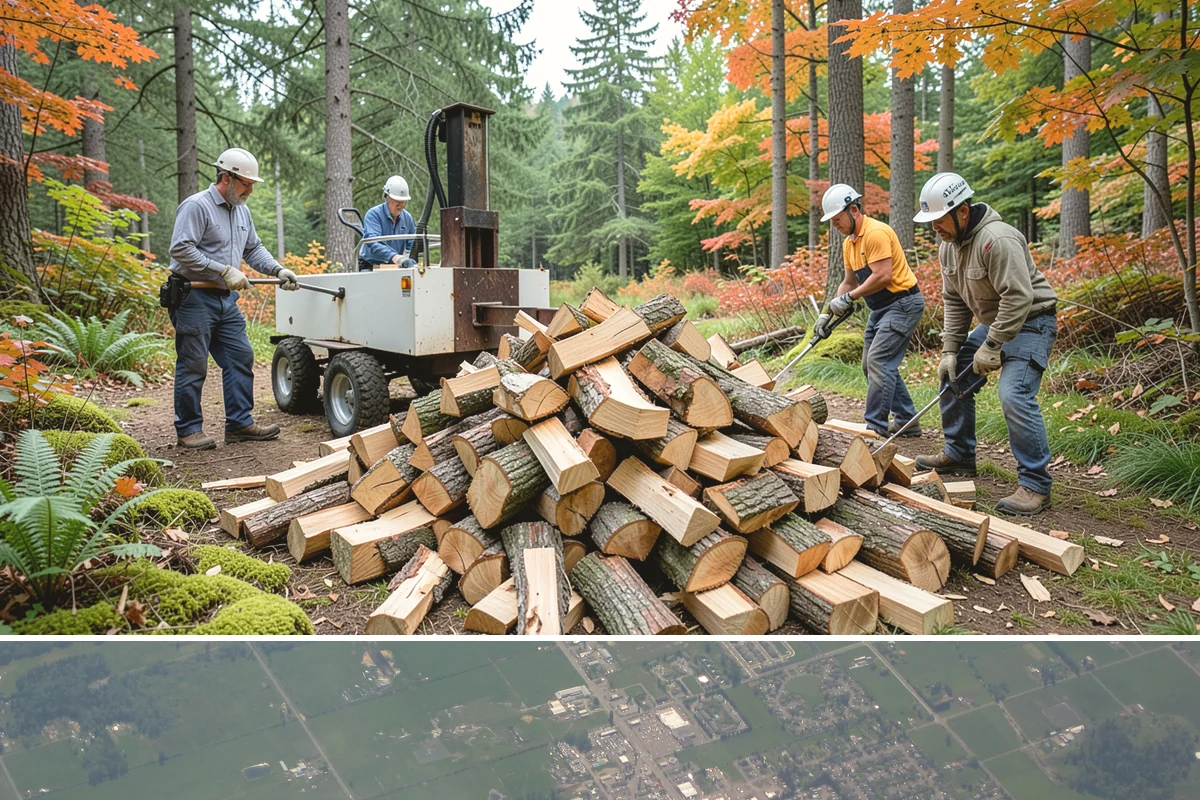 Log Splitting in Enumclaw, King County, WA - Splitting in spring or early summer gives the wood a full season to dry before cold weather.