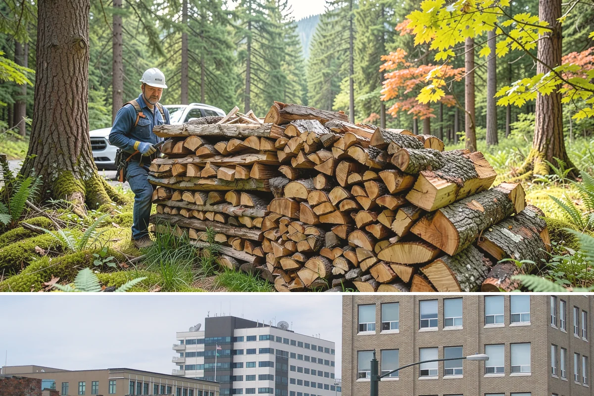 Log Splitting in Everett, Snohomish County, WA - Splitting in spring or early summer gives the wood a full season to dry before cold weather.