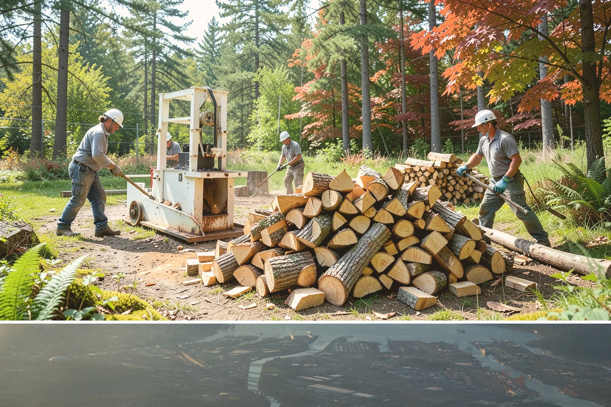 Log Splitting in Fife, Pierce County, WA - Splitting in spring or early summer gives the wood a full season to dry before cold weather.