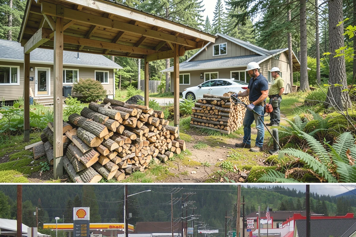 Log Splitting in Granite Falls, Snohomish County, WA - Splitting in spring or early summer gives the wood a full season to dry before cold weather.