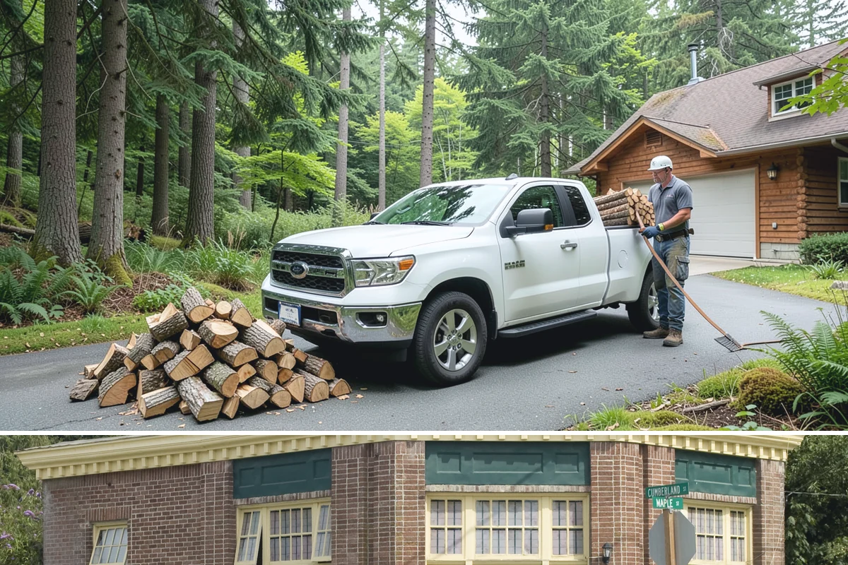 Log Splitting in Hamilton, Skagit County, WA - Splitting in spring or early summer gives the wood a full season to dry before cold weather.