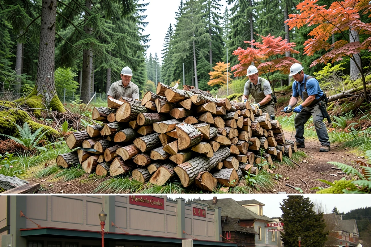 Log Splitting in Issaquah, King County, WA - Splitting in spring or early summer gives the wood a full season to dry before cold weather.