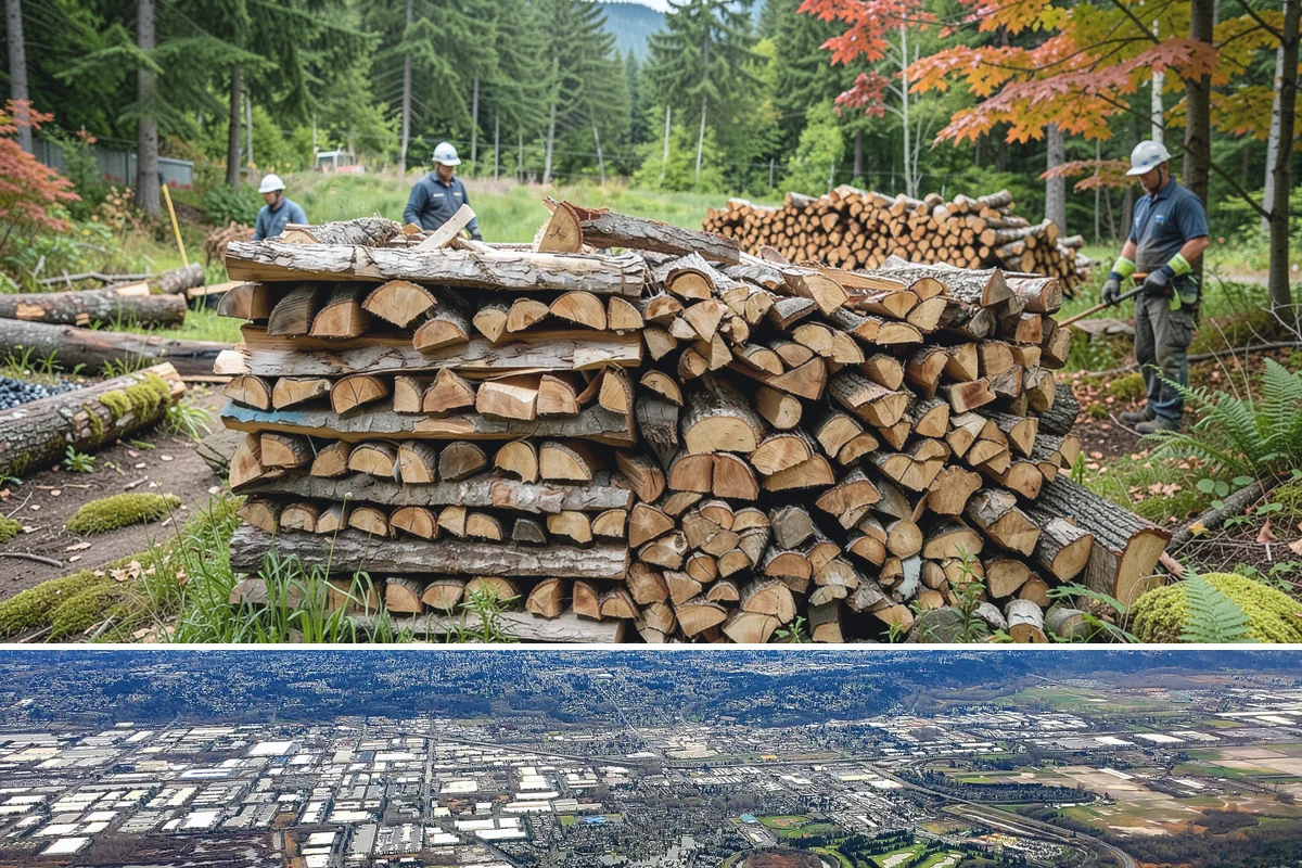 Log Splitting in Kent, King County, WA - Splitting in spring or early summer gives the wood a full season to dry before cold weather.