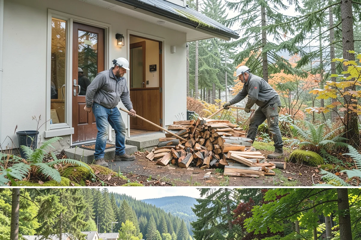 Log Splitting in Lake Forest Park, King County, WA - Splitting in spring or early summer gives the wood a full season to dry before cold weather.