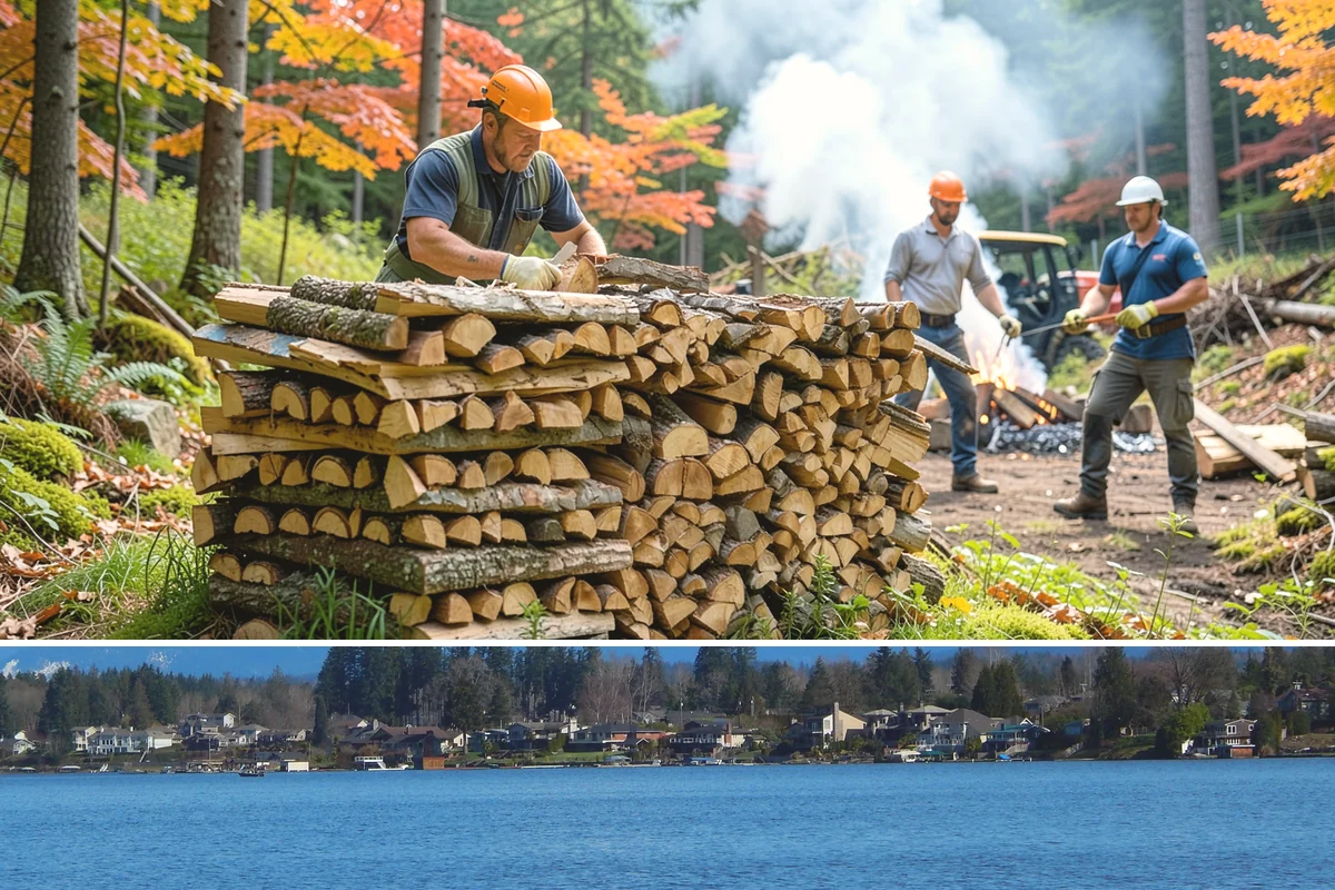 Log Splitting in Lake Stevens, Snohomish County, WA - Splitting in spring or early summer gives the wood a full season to dry before cold weather.