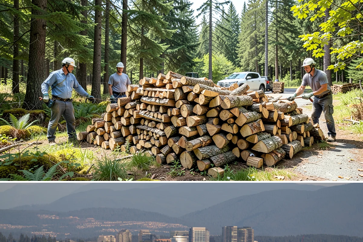 Log Splitting in Medina, King County, WA - Splitting in spring or early summer gives the wood a full season to dry before cold weather.
