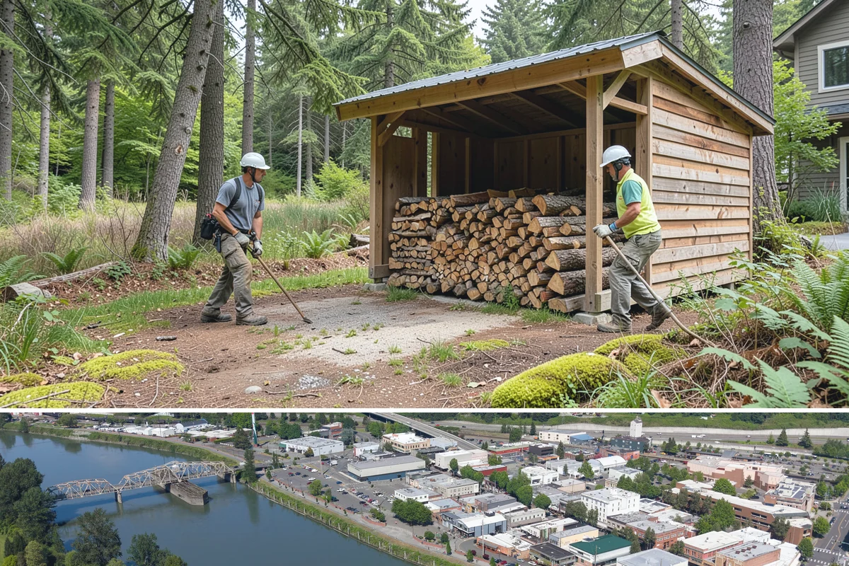Log Splitting in Mount Vernon, Skagit County, WA - Splitting in spring or early summer gives the wood a full season to dry before cold weather.