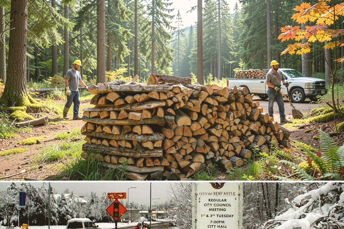 Log Splitting in Newcastle, King County, WA - Splitting in spring or early summer gives the wood a full season to dry before cold weather.