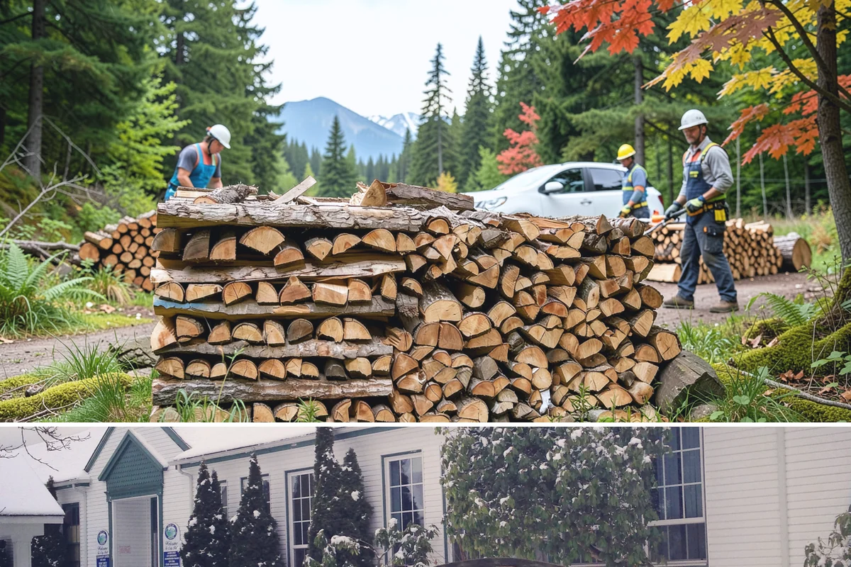 Log Splitting in Pacific, King County, WA - Splitting in spring or early summer gives the wood a full season to dry before cold weather.