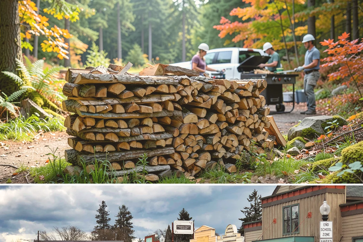 Log Splitting in Roy, Pierce County, WA - Splitting in spring or early summer gives the wood a full season to dry before cold weather.