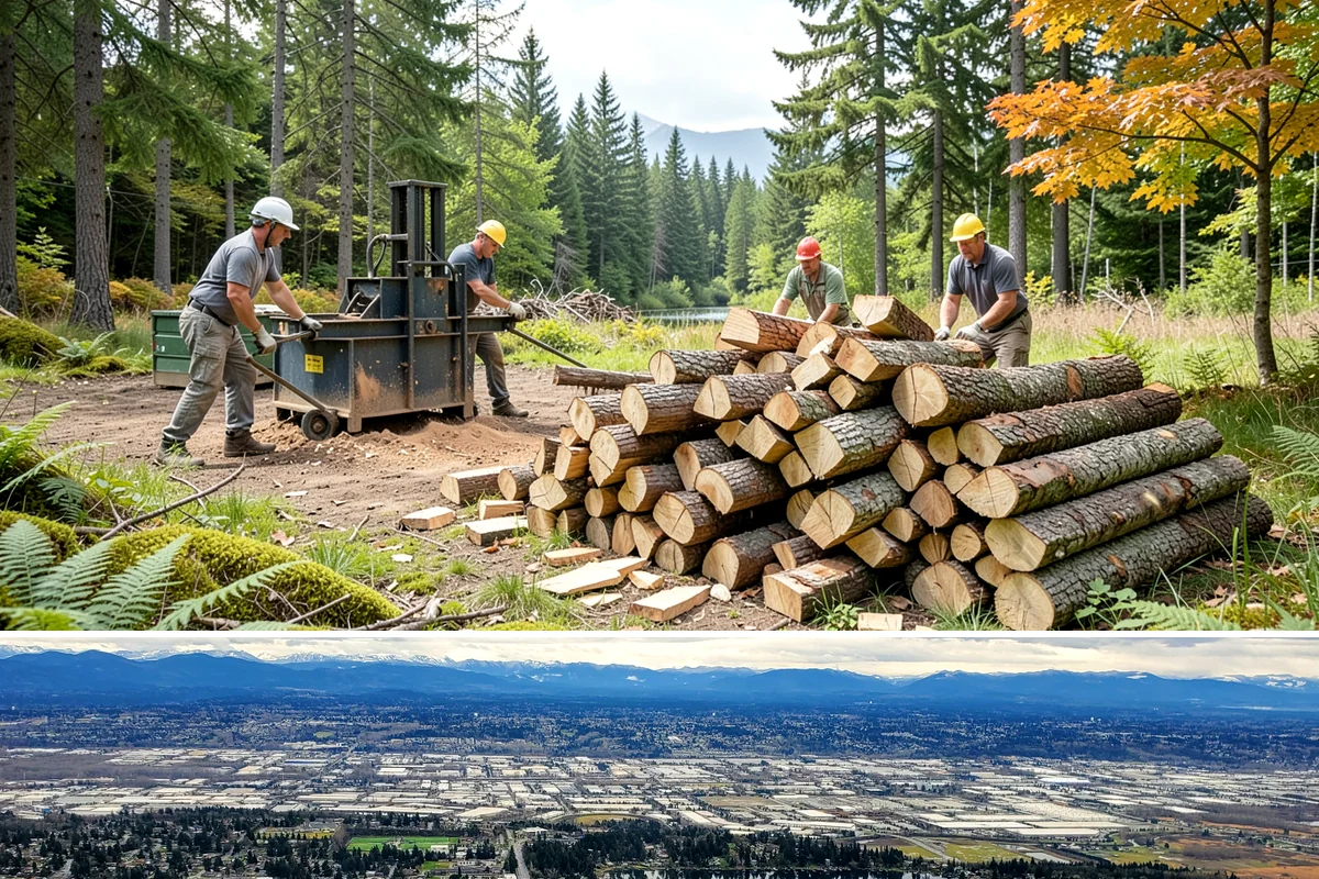 Log Splitting in SeaTac, King County, WA - Splitting in spring or early summer gives the wood a full season to dry before cold weather.