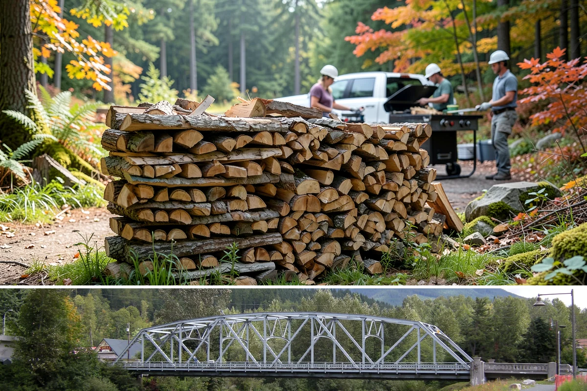 Log Splitting in Skykomish, King County, WA - Splitting in spring or early summer gives the wood a full season to dry before cold weather.