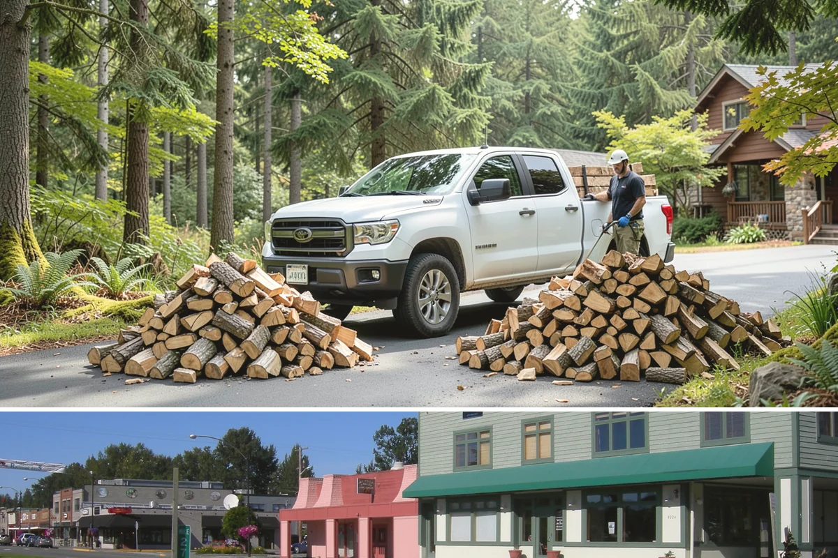 Log Splitting in Snoqualmie, King County, WA - Splitting in spring or early summer gives the wood a full season to dry before cold weather.