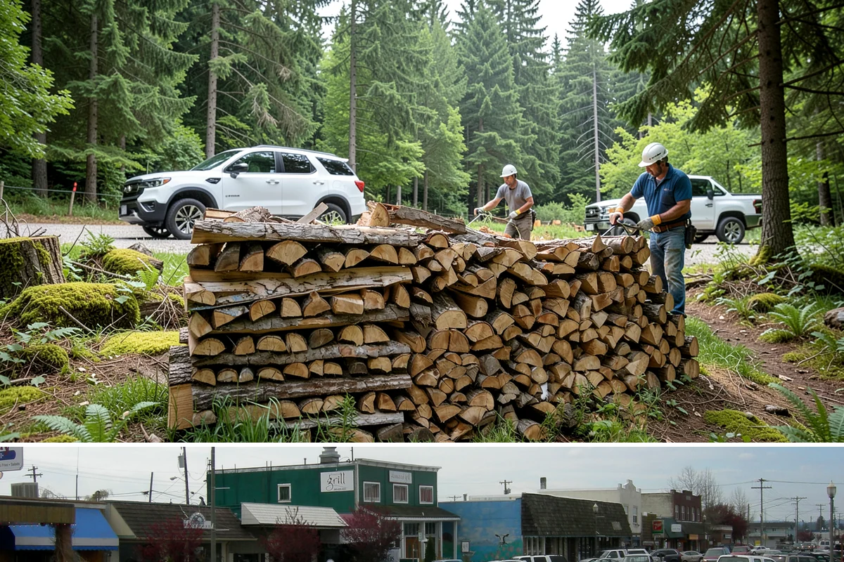 Log Splitting in Stanwood, Snohomish County, WA - Splitting in spring or early summer gives the wood a full season to dry before cold weather.
